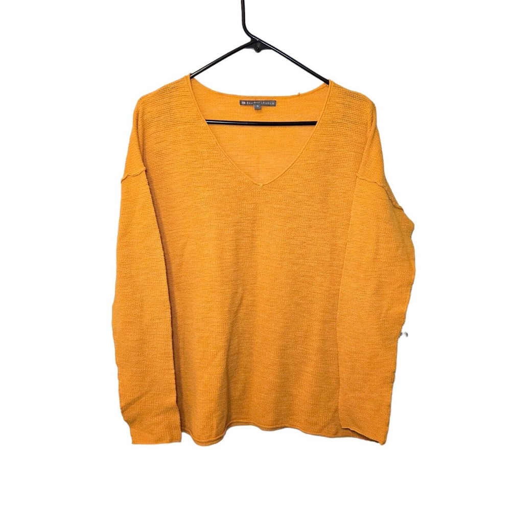 Elliott Lauren Waffle Knit Lightweight Inside Out Yellow‎ Sweater Small